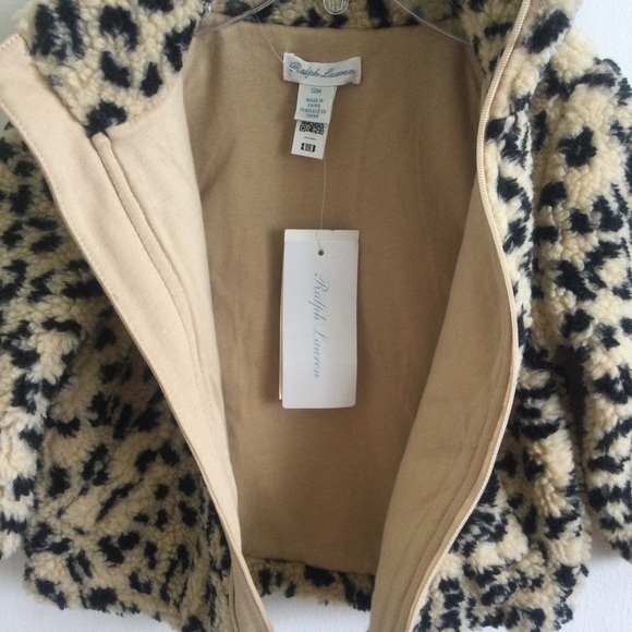 RALPH LAUREN TODDLER GIRL OCELOT SHERPA FULL ZIP JACKET SIZE 12 MONTHS NWT - Picture 11 of 15